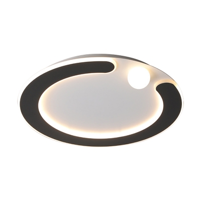 C Shape Ceiling Flush Mount Light Minimalism Metal and Acrylic Led Flush Mount Lamp with Single Ball