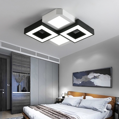 Combination Fixture Geometric Shade Indoor Ceiling Light Acrylic Modern Flush Mount in Black and White