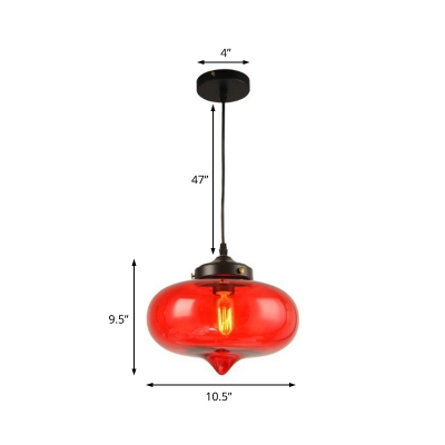 Contemporary Modern Oval Hanging Ceiling Lights Colored Glass 1-Light Hanging Light Fixture