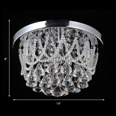 Crystal Beaded Lighting Fixture Contemporary Metal Ceiling Light Fixture in Chrome for Indoor