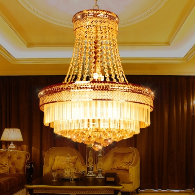 Crystal Fringe Ceiling Pendant Lights Modern Crsytal Beaded Dining Room Ceiling Lights in Gold