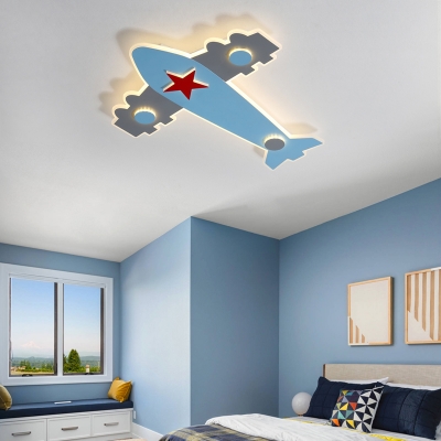 Metal Airplane Flushmount Lighting Kids Integrated Led Flush Ceiling Light for Boys