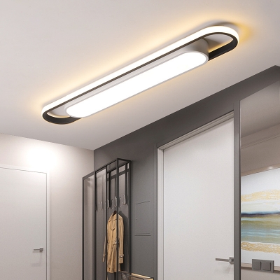 Modernism Linear Flush Mount Lighting Metal Integrated Led Ceiling Light Fixture in White