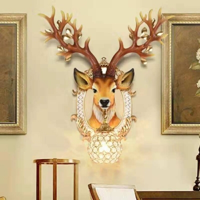 Novelty Elk Wall Lighting Modern Resin 1 Light Sphere Sconce Light Fixture for Living Room