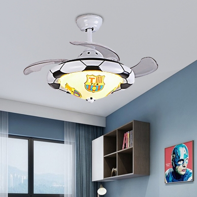 Sport Theme Bowl Fan Light Acrylic and Metal 1 Light Ceiling Fan for Adult Kids Bedroom