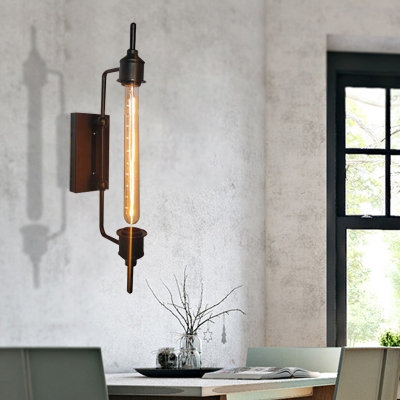 Tube Wall Mounted Light Nordic Style Iron 1 Light Wall Sconce Lighting in Black for Coffee Shop