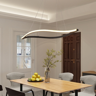 2-LED Waving Chandelier Lighting Minimalist Silica Gel Dining Room Pendant Light