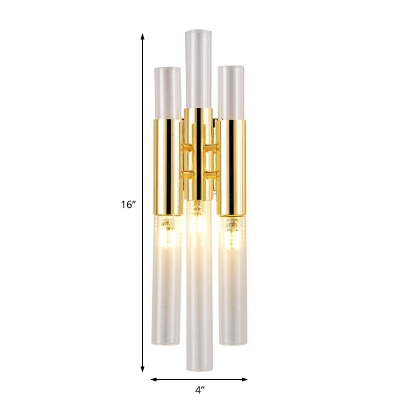 3 Light Tube Wall Light Fixtures Modern Glass Metal Sconce Wall Lamps for Living Room