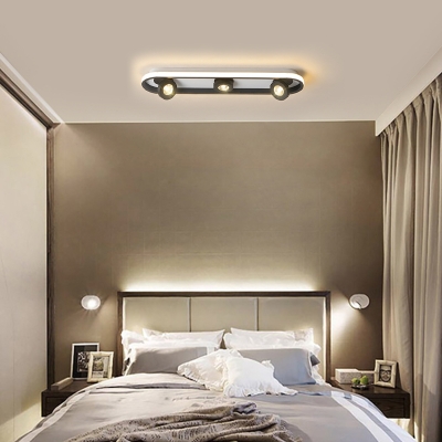 Black Disk Ceiling Flush Light Modernism Rotatable Led Spotlight for Living Room