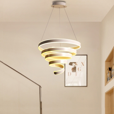 Contemporary Spiral Pendant Lamp Metal Integrated Led White Ceiling Pendant for Home