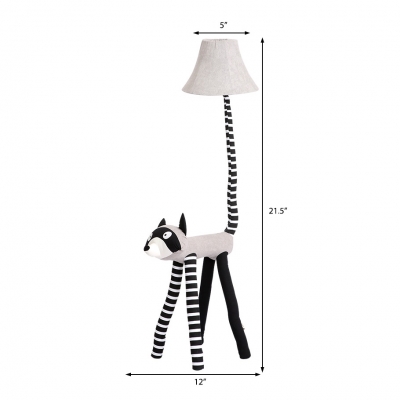Cute Raccoon 1-Light Floor Lamp Contemporary Modern Fabric Lamp Shade for Office, Bedroom, Study