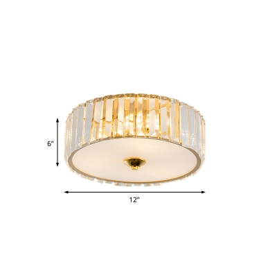 Gold Crystal Flush Mount Modern Metal Acrylic Close to Ceiling Lighting for Bedroom Living Room