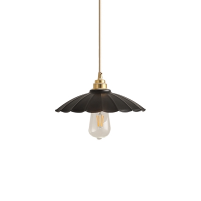 Industrial Scalloped Edge Hanging Lamp Metal 1 Light Pendant Light for Kitchen Living Room
