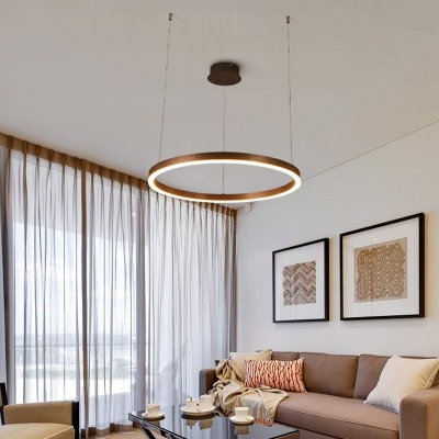 Integrated Led Loop Chandelier Lamp Minimalism Metal Ceiling Pendant with Adjustable Cord