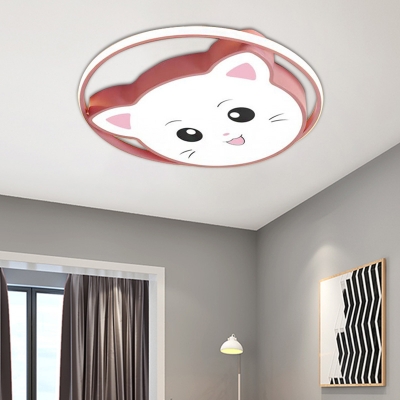 Modern Pink Flush Mount Ceiling Light Metal and Acylic 1 Light Flush Mount Lighting for Bedroom