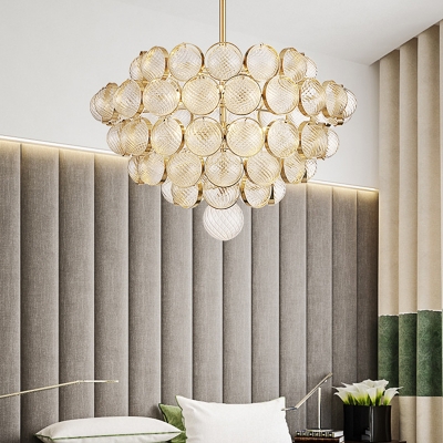 Modern Round Hanging Pendant Light With, Round Gold Chandelier With Shades