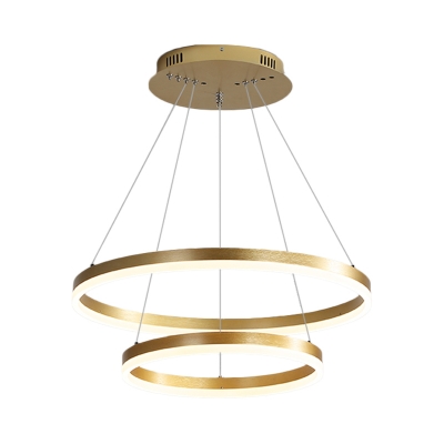 Multi Light Round Chandelier Light Modern Metal Gold Hanging Ceiling Light with Acrylic Diffuser