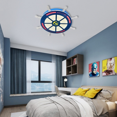 Nautical Anchor Flush Ceiling Lights Acrylic and Iron 1 Light Flush Mount Light Kids Room Lighting