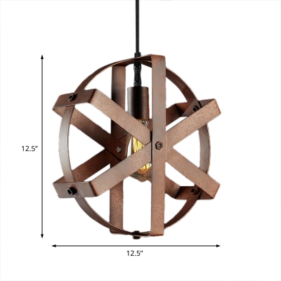 Rust Cage Hanging Lights Warehouse Steel 1 Light Hanging Light Fixture for Coffee Shop