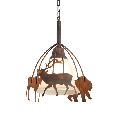 Unique Animal Pendant Light Fixtures Modern Iron and Glass 1 Head Bell Hanging Ceiling Light for Indoor