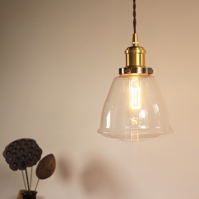 Vintage Industrial Dome Hung Pendant 1-Light HandBlown Glass Pendant Light for Restaurant