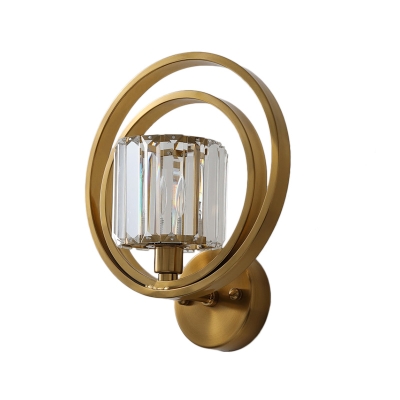 1 Light Creative Ring Sconce Wall Lights Contemporary Crystal and Metal Wall Mounted Lights for Indoor