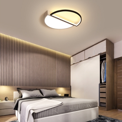 Acrylic Semicircle Flush Mount Light Fixture Bedroom Office LED Modern Ceiling Lamp in Black/White