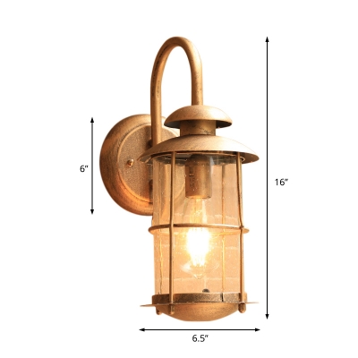 Arched Sconce Light Fixtures Traditional Glass and Metal 1 Head Sconce Fixture for Balcony