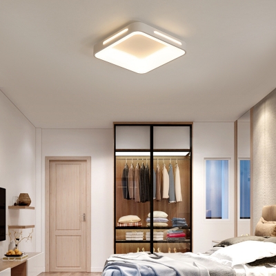 Bedroom Square Ceiling Flush Mount Lighting Metallic Nordic Style LED White Ceiling Lamp