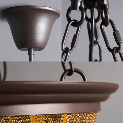 Chain Chandelier Lighting Retro Loft Style 3 Lights Metal Hanging Lamp in Bronze