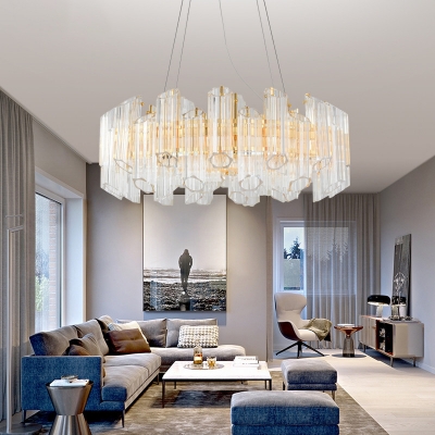 Clear Crystal Tube Hanging Chandelier Contemporary Creative Dining Room Chandelier