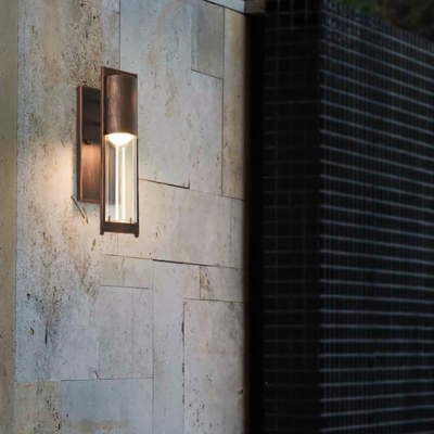 Contemporary Cylinder Wall Sconces Iron and Glass 1-Light Wall Light Fixture for Balcony