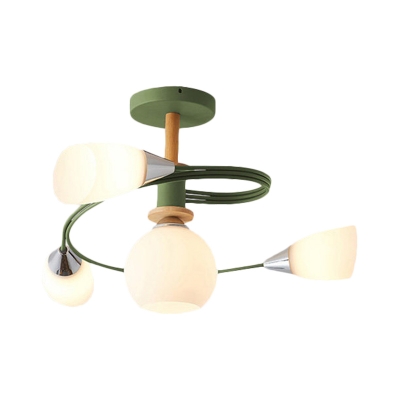 Curve Bedroom Semi Flush Ceiling Light Metal 4/6 Light Modern Flush mount Light in Multicoloured