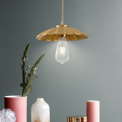 Loft Industrial Cone Hanging Ceiling Light Single Light LED Pendant Light with Brass Metal Shade
