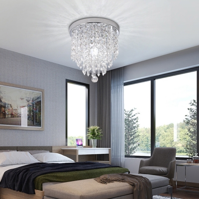 Modern Crystal Flush Mount Lighting Fixtures 1 Light Ceiling Light Fixtures for Bedroom and Corridor