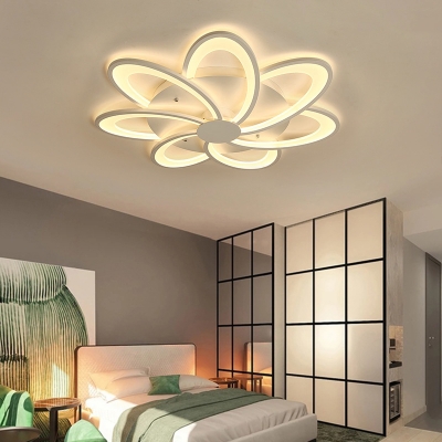 Modern Floral Flushmount Lighting Acrylic White Led Flush Ceiling Light with Round Canopy