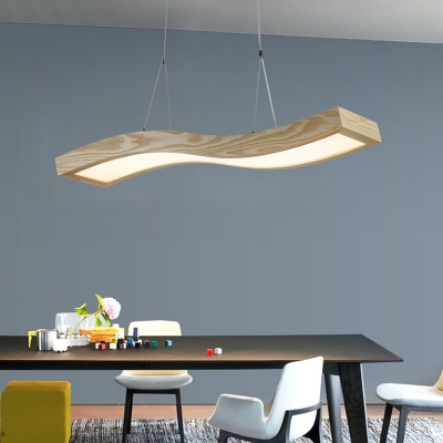 Nordic LED Wave Ceiling Pendant Light Wood Chandelier Lighting with Acrylic Diffuser