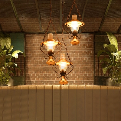 Retro Style Creative Ceiling Pendant Light Metal 1/3 Light Hanging Lantern for Dining Room