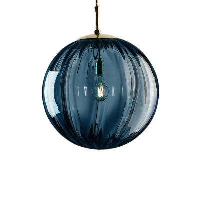 Ripple Glass Ball Hanging Light Minimalist 1 Light Ceiling Pendant Light in Gold