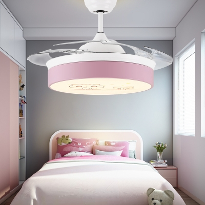 Round Cartoon Ceiling Fixture Modern Acrylic Metal 1-Light Fan Light for Living Room Bedroom Kids Room