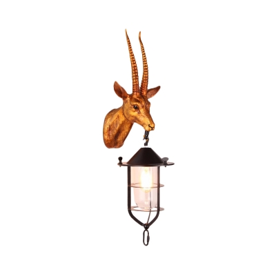 1 Light Wild Animal Wall Lighting with lantern County Style Resin Wall Sconce Light for Outdoor