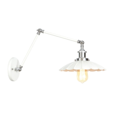 Antique Cone Sconce Lighting Fixtures Metal 1 Light Swing Arm Sconce Light Fixtures in White for Bedside