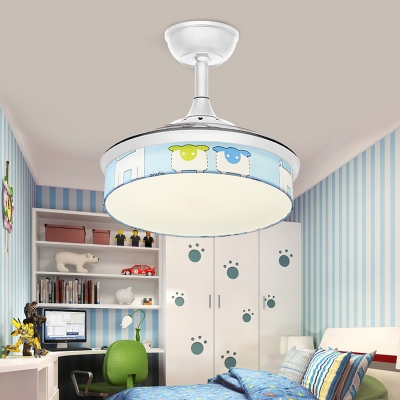 Cartoon Little Animals Ceiling Light Fixtures Metal and Acrylic 1 Light Ceiling Fan with Remote Control