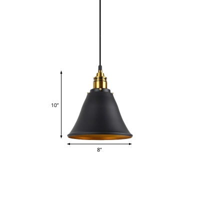 Cone Pendant Light Loft Industrial Iron 1 Head Hanging Light Kit over Kitchen Island
