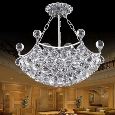 Crystal Ball Pendant Light Fixtures Modern Metal 6 Light Pendant Chandelier in Chrome for Dining Room