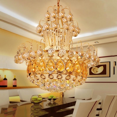 Crystal Ball Pendant Lighting Modern Metal Gold Pendant Light Fixtures for Living Room
