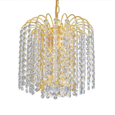 Crystal Beads Chain Pendant Light Fixtures Modern Metal Unique Hanging Lamps in Gold for Living Room