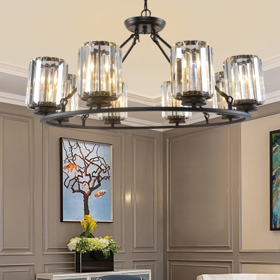 Crystal Shaded Chandelier Light Fixture Contemporary Iron Ceiling Chandelier for Living Room