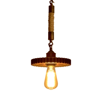 Gear Hanging Light Fixtures Retro Industrial Metal 1/5 Lights Rope Pendant Chandelier for Indoor