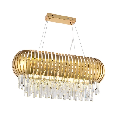 Gold LED Ceiling Light Fixture Contemporary Metal Linear Pendant Lighting for Kitchen Island